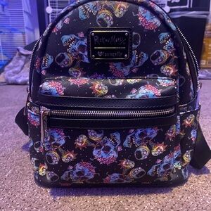Loungefly Black Floral Backpack Stylish and Compact